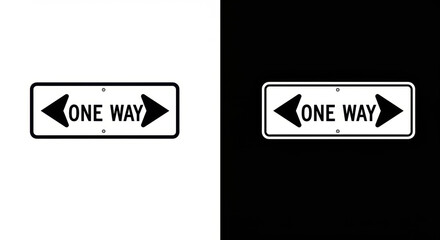 Obraz premium One Way Traffic Signs – Left Arrow Variants on White and Black Backgrounds