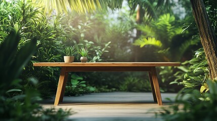 Obraz premium A serene interior scene featuring a wooden table
