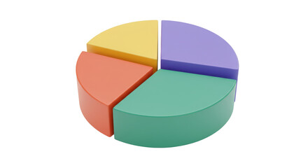 Obraz premium 3D Pie Chart with Four Colored Sections on Transparent Background