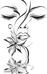Woman Face Made with Floral Patterns Vector Black Icon Floral Inspired Woman Face Vector Black Logo