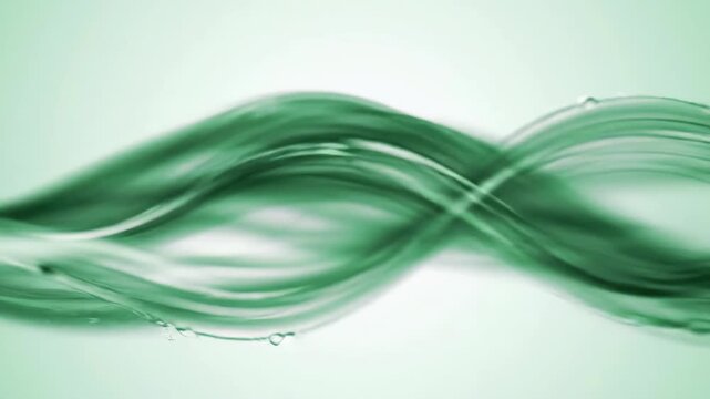 Elegant light green wave with water droplets on soft background