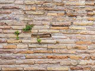 Trame della Roma Antica – Dettaglio ravvicinato di un muro in mattoni di epoca romana