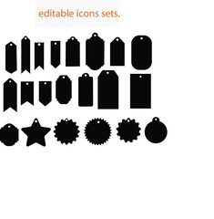 Black Price Tag and Label Silhouettes – Blank Vector Tags for Sale and Branding Design