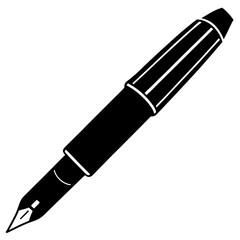 Fototapeta premium Black fountain pen with white stripes on a white background writing instrument