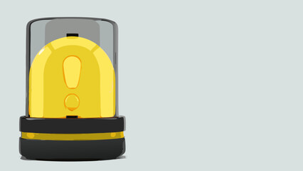 Illustration of a yellow warning light with an exclamation mark inside a transparent plastic cover