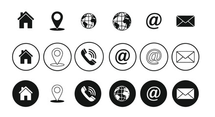Vector illustration of illustration of contact information icons isolated on white background