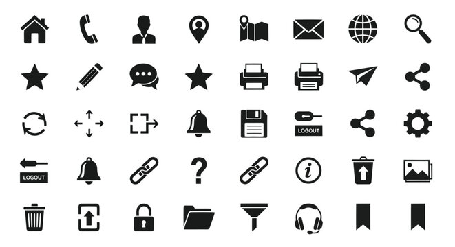Vector illustration of illustration of assortment of common web and application icons