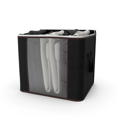 Foldable Fabric Storage Box with Transparent Window Isolated on Transparent Background