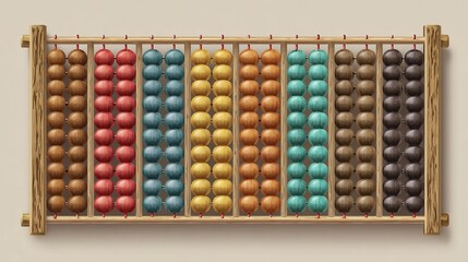 Colorful bead abacus with a wooden frame for counting and calculation