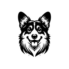 Naklejka premium Happy corgi dog face isolated on white background