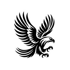 Obraz premium Stylized black eagle in flight, isolated on white background