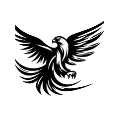 Obraz premium Black eagle in flight, isolated on white background