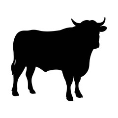 Black silhouette of a bull vector illustration for farm animal designs and livestock graphics projects