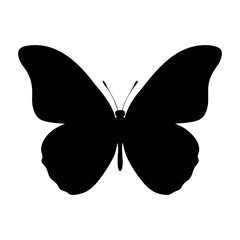 Black butterfly silhouette vector illustration for graphic design and nature related projects