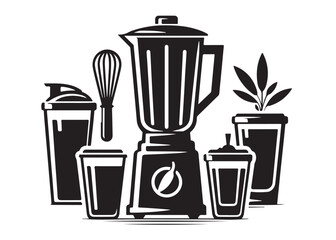 blender logo silhouette vector, blender vector silhouette vector illustration, simple silhouette illustration of blender, kitchen blender logo vector silhouette on white background 