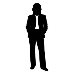 Silhouette of a business person standing in a suit vector illustration for design and print, art