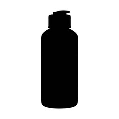 Black silhouette of a pump bottle for lotion shampoo or soap dispenser vector illustration