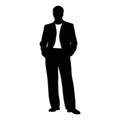 Full body silhouette of a man in suit standing confident business professional vector image