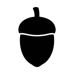 Acorn vector illustration drawing, autumn fall season nut icon, oak tree seed silhouette clip art