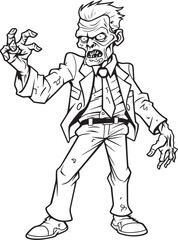 Standing Undead with Menacing Pointing Gesture Black Vector Icon Pointing Zombie Design in Upright Pose Vector Black Logo