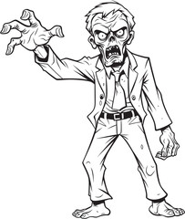 One Arm Pointing Ghoul Black Vector Design Logo Standing Zombie with a Pointed Finger Vector Black Logo