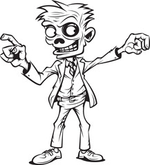 Horror Inspired Pointing Zombie Black Vector Design Menacing Zombie with Hand Raised Vector Black Logo Icon