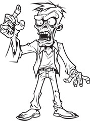 Pointing Zombie in Creepy Pose Black Vector Design Logo One Handed Pointing Deadman Vector Black Logo Icon