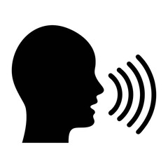 Speaking head voice sound waves communication talking person speech bubble icon vector graphic