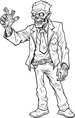 Undead Pointing at the Viewer Black Vector Design Logo Zombie in Upright Stance with Pointed Finger Black Vector Icon