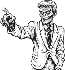 Zombie with Finger Pointing at Victim Vector Black Logo Upright Zombie Silhouette with Pointing Gesture Black Vector Design