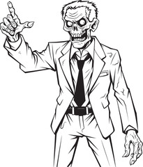 Undead Pointing with a Menacing Stance Vector Black Logo Walking Dead Pointing Gesture Black Vector Icon