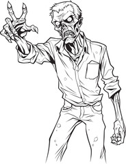 Pointing Horror Zombie Standing Black Vector Design Logo Standing Zombie Reaching Out Vector Black Logo Icon