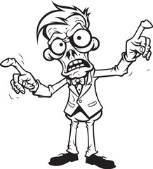 Standing Horror Undead Pointing Black Vector Design Zombie Pointing Towards You Vector Black Logo Icon