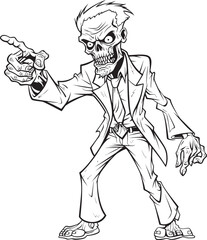 Walking Dead Figure with Outstretched Arm Black Vector Icon Zombie Pointing with Outstretched Finger Vector Black Logo