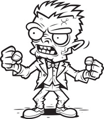 Horror Zombie Standing and Pointing Black Vector Design One Hand Pointing Ghoul Silhouette Vector Black Logo