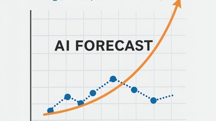 AI forecast graph energy trading trend with actual data points and predictive curve indicating growth and future market increase analysis