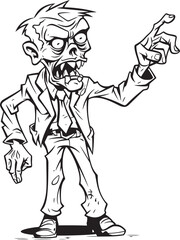 One Hand Pointing Ghoul Silhouette Vector Black Logo Zombie in Upright Pose Pointing Forward Black Vector Icon