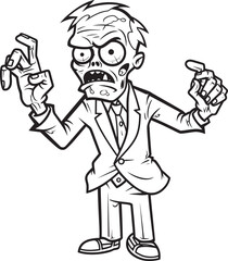 One Handed Undead with Outstretched Finger Black Vector Icon Pointing Zombie with Gruesome Look Vector Black Logo