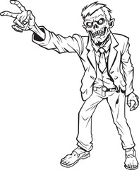 Walking Dead Pointing Hand Gesture Vector Black Logo Icon Creepy Pointing Zombie Silhouette Black Vector Design Logo