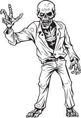 One Handed Pointing Zombie with Hollow Eyes Black Vector Icon Undead Figure in Standing Pose Pointing Out Vector Black Design
