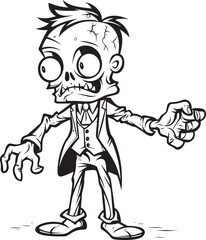 Eerie Zombie Pointing One Hand Black Vector Icon Standing Undead with Finger Gesture Vector Black Design