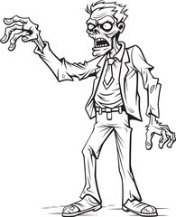 Standing Undead with Finger Out Black Vector Logo Icon One Handed Pointing Ghoul Vector Black Design