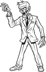 One Handed Pointing Ghoul Vector Black Design Zombie with Hollow Eyes Pointing Black Vector Logo