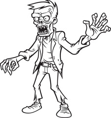 Upright Pointing Zombie with Blackened Eyes Vector Black Logo Creepy Zombie Pointing at You Vector Black Design Logo