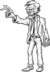Zombie with Hollow Eyes Pointing Black Vector Logo Horror Zombie Pointing in Black Vector Creepy Design Logo