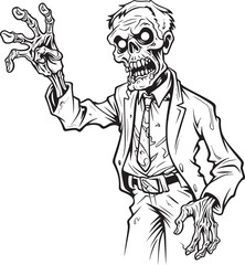 Upright Undead with One Finger Out Vector Black Design Zombie in Standing Position Pointing Towards You Black Vector Logo