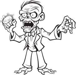 Horror Inspired Zombie Gesture with Pointing Hand Black Vector Logo Upright Undead with One Finger Out Vector Black Design