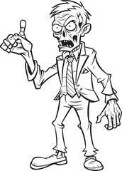 Horror Zombie Illustration with Pointing Stance Vector Black Design Zombie Pointing in Menacing Pose Black Vector Logo