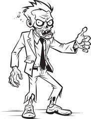 Zombie Pointing at Something Black Vector Logo One Handed Pointing Ghoul Silhouette Vector Black Design