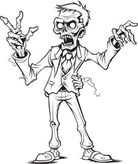 Upright Undead with Finger Extended Vector Black Design Zombie Pointing at Something Black Vector Logo